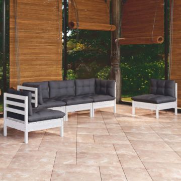 Set mobilier grădină cu perne, 5 piese, lemn masiv de pin