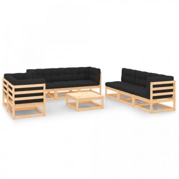 Set mobilier grădină cu perne, 9 piese, lemn masiv de pin