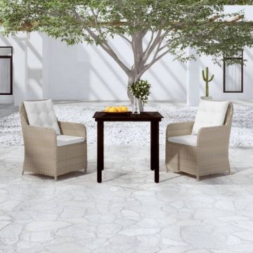 Set mobilier pentru grădină, 3 piese, maro