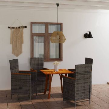 Set mobilier pentru grădină, 5 piese, gri