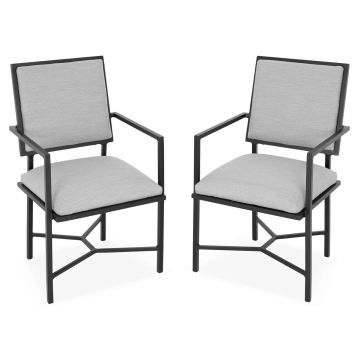 Set 2 scaune pentru exterior Evie, 59x50x90 cm, aluminiu, negru/gri