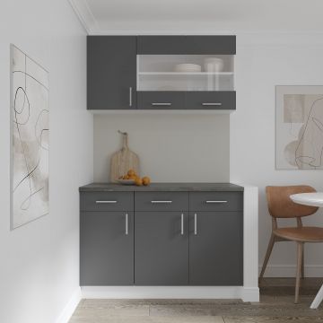 Set Bucatarie Karo V3, Antracit/Alb, Blat Thermo 28 mm, L 120 cm