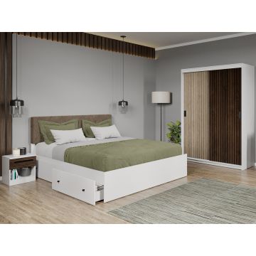 Set mobila dormitor 4 piese Cedric Natur/Maro C20