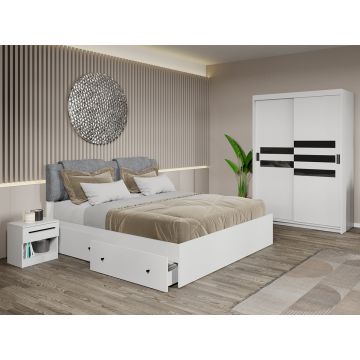 Set mobila dormitor 4 piese Ruben Alb C30