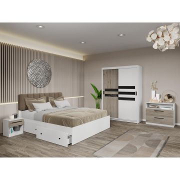 Set mobila dormitor Ruben Alb/San Remo C09
