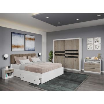 Set mobila dormitor Ruben Alb/San Remo C23