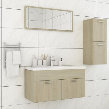 Set mobilier de baie, stejar Sonoma, lemn prelucrat