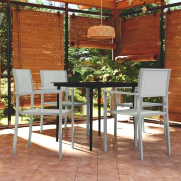 Set mobilier pentru grădină, alb, 5 piese