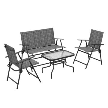 Outsunny Set de mobilier pentru exterior din 4 piese pentru terasa, Set de gradina cu doua fotolii pliabile, Gri mixt | Aosom Romania Outsunny Set de mobilier pentru exterior din 4 piese pentru terasa, Set de gradina cu doua fotolii pliabile, Gri mixt | Aosom Romania