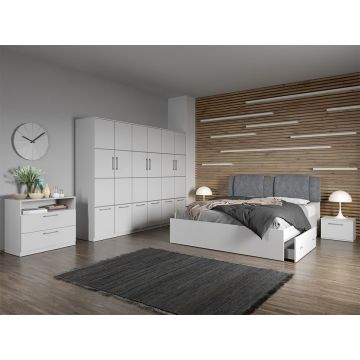 Set dormitor complet Alb cu comoda - Acapulco - C14 Set dormitor complet Alb cu comoda - Acapulco - C14