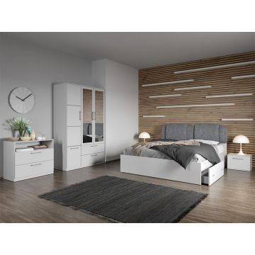 Set dormitor complet Alb cu comoda- Acapulco - C4