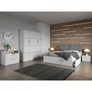 Set dormitor complet Alb cu comoda - Acapulco - C6