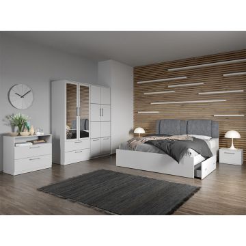 Set dormitor complet Alb cu comoda - Acapulco - C8