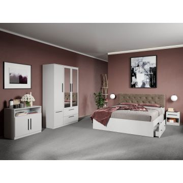 Set dormitor complet Alb cu comoda - Madrid - C36
