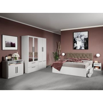 Set dormitor complet Alb cu comoda - Madrid - C44 Set dormitor complet Alb cu comoda - Madrid - C44