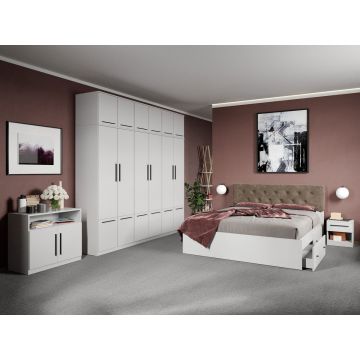 Set dormitor complet Alb cu comoda - Madrid - C62