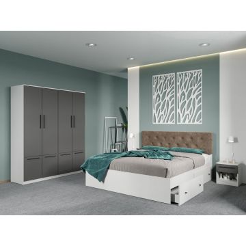Set dormitor complet Alb-Gri - Madrid - C105