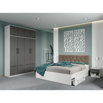 Set dormitor complet Alb-Gri - Madrid - C109