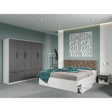 Set dormitor complet Alb-Gri - Madrid - C113