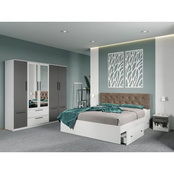 Set dormitor complet Alb-Gri - Madrid - C115