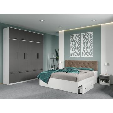Set dormitor complet Alb-Gri - Madrid - C117