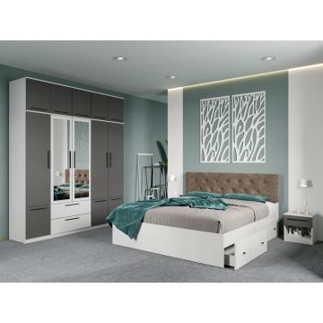 Set dormitor complet Alb-Gri - Madrid - C119