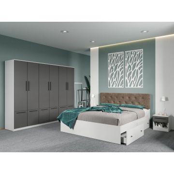 Set dormitor complet Alb-Gri - Madrid - C121