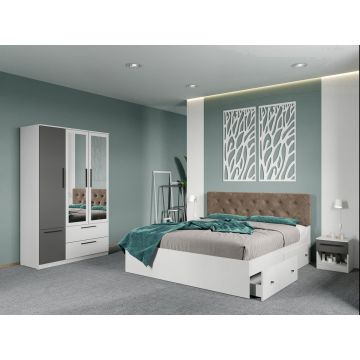Set dormitor complet Alb-Gri - Madrid - C99