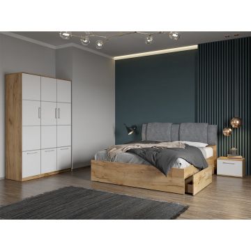 Set dormitor complet Alb-Stejar -Acapulco- C41 Set dormitor complet Alb-Stejar -Acapulco- C41