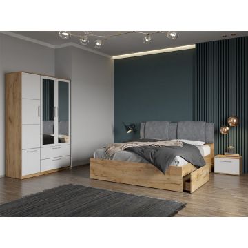 Set dormitor complet Alb-Stejar -Acapulco- C43