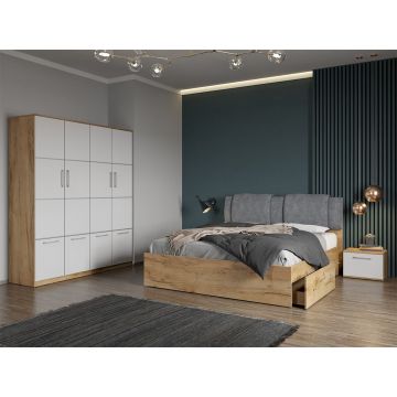 Set dormitor complet Alb-Stejar - Acapulco - C45
