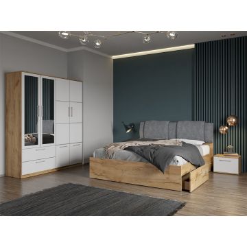 Set dormitor complet Alb-Stejar - Acapulco - C47 Set dormitor complet Alb-Stejar - Acapulco - C47