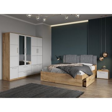 Set dormitor complet Alb-Stejar - Acapulco - C51 Set dormitor complet Alb-Stejar - Acapulco - C51