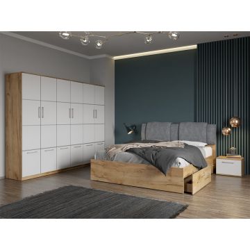 Set dormitor complet Alb-Stejar - Acapulco - C53 Set dormitor complet Alb-Stejar - Acapulco - C53