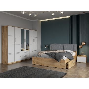 Set dormitor complet Alb-Stejar - Acapulco - C55 Set dormitor complet Alb-Stejar - Acapulco - C55