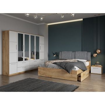 Set dormitor complet Alb-Stejar - Acapulco - C59