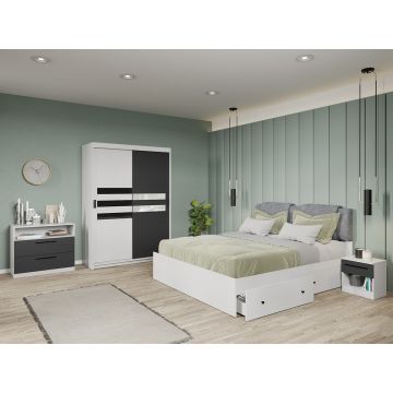 Set dormitor complet Gri+Alb - Glass - C19