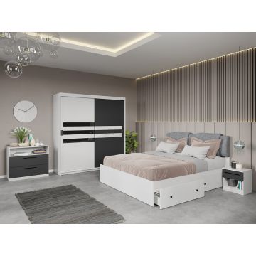 Set dormitor complet Gri+Alb - Glass - C6