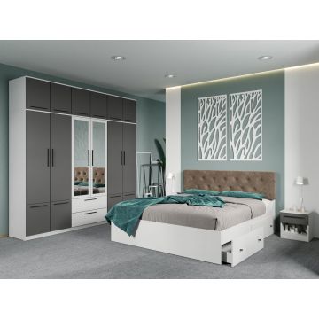 Set dormitor complet Gri-Alb - Madrid - C127