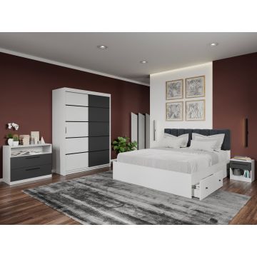 Set dormitor complet Gri cu Alb- Elis - C21