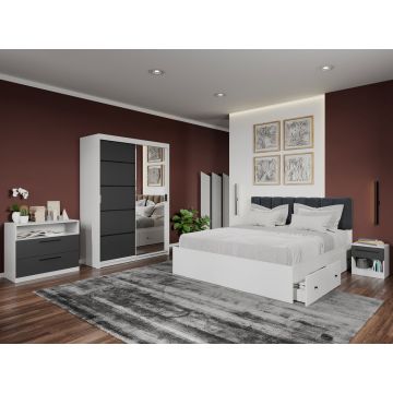 Set dormitor complet Gri cu Oglinda - Elis - C23