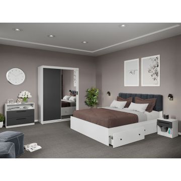 Set dormitor complet Gri+Oglinda - Karin - C25