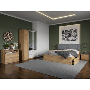 Set dormitor complet Stejar Auriu cu comoda - Acapulco - C24 Set dormitor complet Stejar Auriu cu comoda - Acapulco - C24