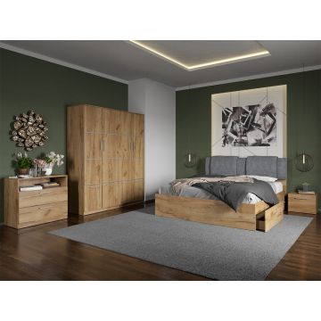 Set dormitor complet Stejar Auriu cu comoda - Acapulco - C26