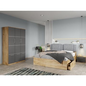 Set dormitor complet Stejar Auriu-Gri - Acapulco - C61 Set dormitor complet Stejar Auriu-Gri - Acapulco - C61