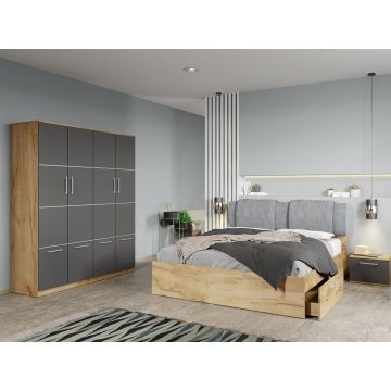 Set dormitor complet Stejar Auriu-Gri - Acapulco - C65
