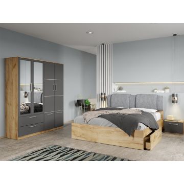 Set dormitor complet Stejar Auriu-Gri - Acapulco - C67