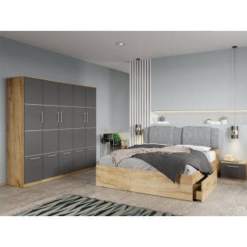 Set dormitor complet Stejar Auriu-Gri - Acapulco - C69