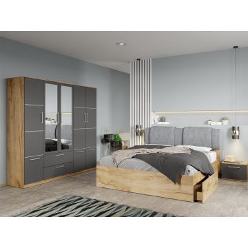 Set dormitor complet Stejar Auriu-Gri - Acapulco - C71 Set dormitor complet Stejar Auriu-Gri - Acapulco - C71