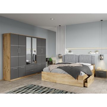 Set dormitor complet Stejar Auriu-Gri - Acapulco - C75 Set dormitor complet Stejar Auriu-Gri - Acapulco - C75